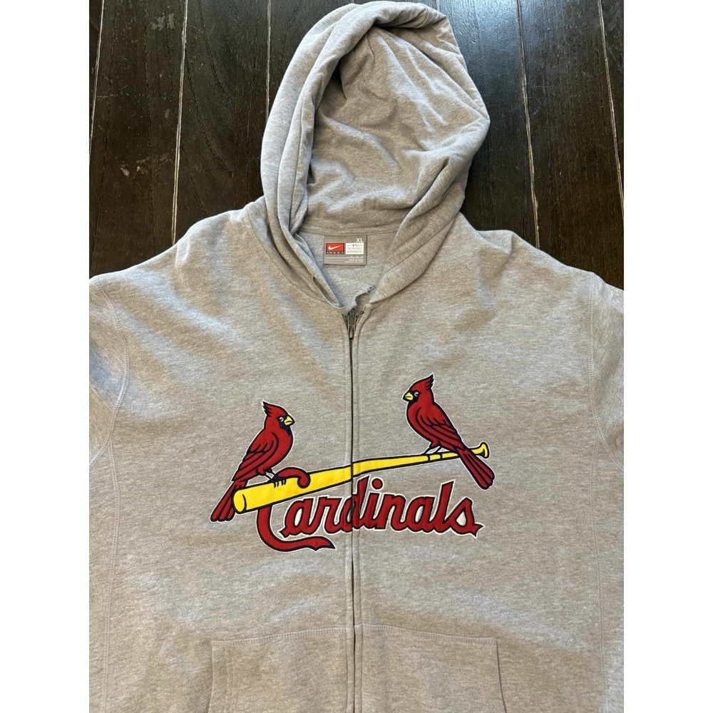 Nike Team St Louis Cardinals Hoodie Mens XL Gray Full Zip MLB Baseball Y2K